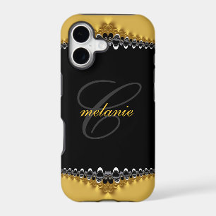 Vintage Gothic Gold+Black Lace Monogram iPhone 5