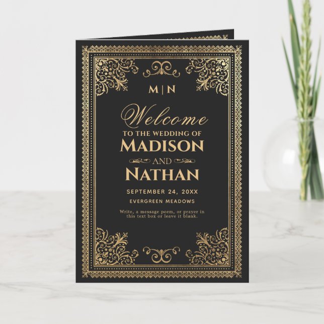 Vintage Gothic Gold Victorian Wedding  Program (Front)