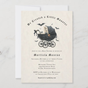 Vintage Gothic Halloween Baby Shower Invitation 