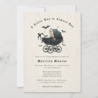 Vintage Gothic Halloween Baby Shower Invitation