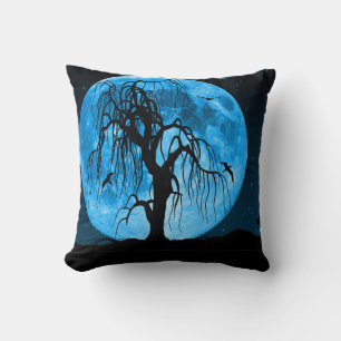 Vintage Gothic Halloween Large Black Raven Bird Cushion