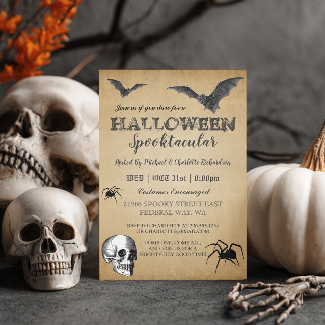 Vintage Gothic Halloween Party Invitation (Vintage Gothic Halloween Party Invitation)