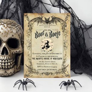 Vintage Gothic Halloween Party Invitation Bats W