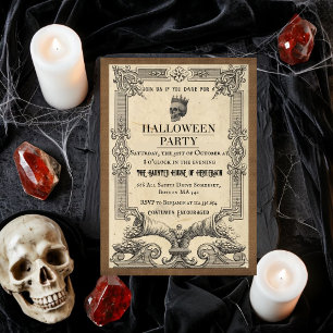 Vintage Gothic Halloween Party Invitation Crowne