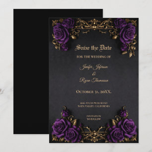 Vintage Gothic Halloween Save the date invitation