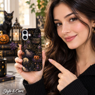 Vintage Gothic Halloween Spooky Night Pattern iPhone 16 Case