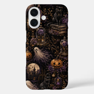 Vintage Gothic Halloween Spooky Night Pattern iPhone 16 Case