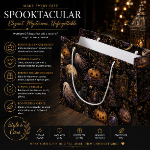 Vintage Gothic Halloween Spooky Night Pattern Large Gift Bag