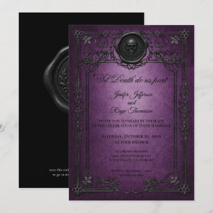 Vintage Gothic Halloween wedding invitation