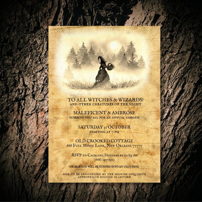 Vintage Gothic Halloween Witch Party Invitation (Creator Uploaded)
