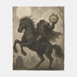 Vintage/Gothic Headless Horseman Halloween/Autumn Fleece Blanket