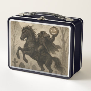 Vintage/Gothic Headless Horseman Halloween/Autumn Metal Lunch Box