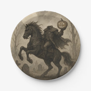 Vintage/Gothic Headless Horseman Halloween/Autumn Paper Plate