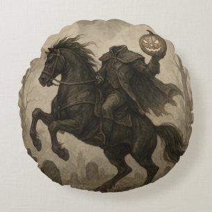 Vintage/Gothic Headless Horseman Halloween/Autumn Round Cushion
