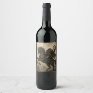 Vintage/Gothic Headless Horseman Halloween/Autumn Wine Label