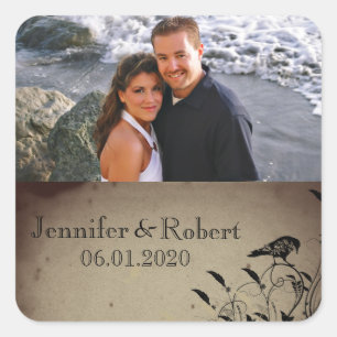 Vintage Gothic House Wedding Square Sticker
