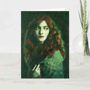 Vintage Gothic Lady Vampire Greetings Card