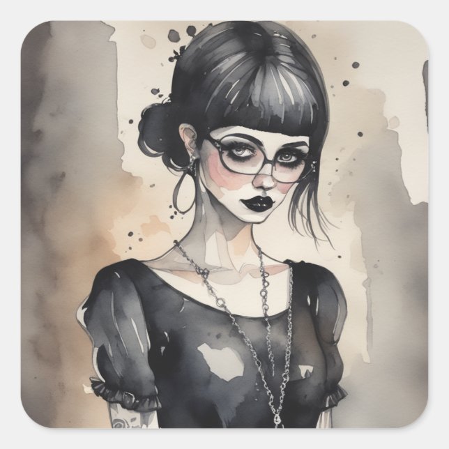 Vintage Gothic LBD Dress Artwork Sticker (Front)