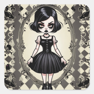 Vintage Gothic Little Black Dress Sticker