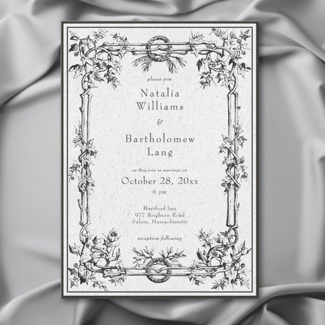 Vintage Gothic Mediaeval Ivy Border Wedding Invitation (Creator Uploaded)