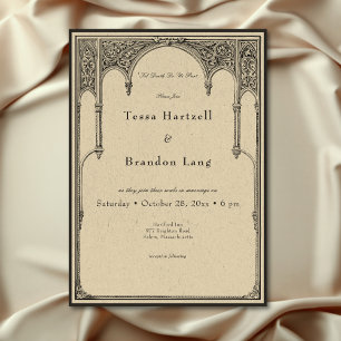 Vintage Gothic Mediaeval Line Arch Border Wedding Invitation
