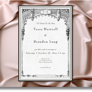 Vintage Gothic Mediaeval Line Border Wedding Invitation