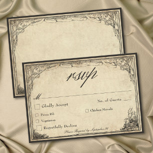 Vintage Gothic Mediaeval Parchment Wedding RSVP Card