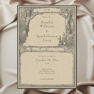 Vintage Gothic Medieval Forest Border Wedding Invitation