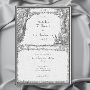 Vintage Gothic Medieval Forest Border Wedding Invitation