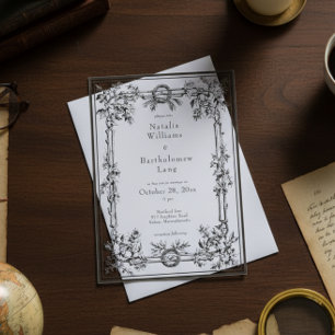 Vintage Gothic Medieval Ivy Border Wedding Acrylic Invitations