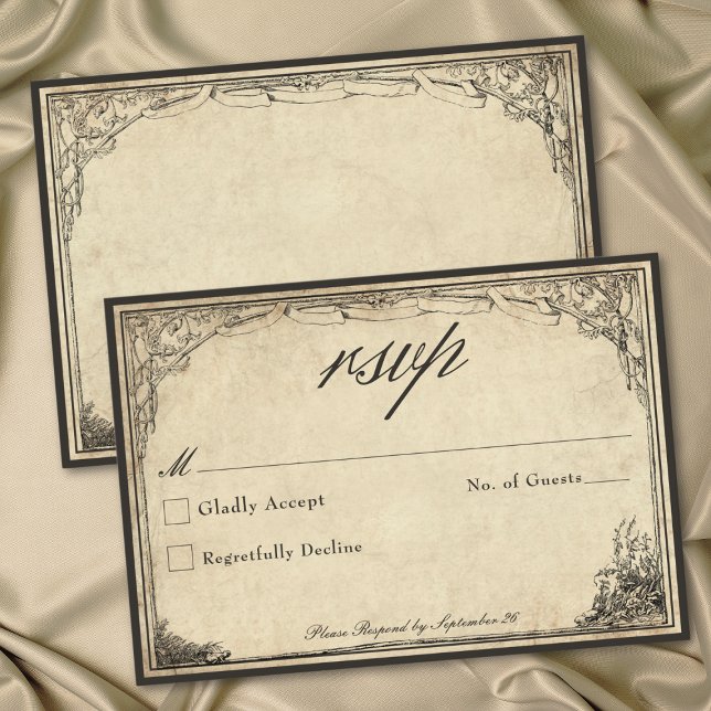 Vintage Gothic Medieval Parchment Wedding RSVP Card (Vintage Gothic Medieval Parchment Wedding RSVP Card)