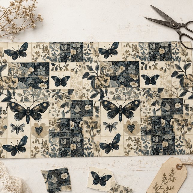 Vintage Gothic Moth Collage Decoupage Tissue Paper (Creator Uploaded)