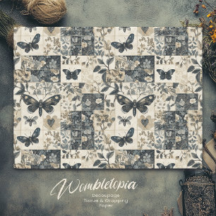 Vintage Gothic Moth Collage Decoupage Tissue Paper
