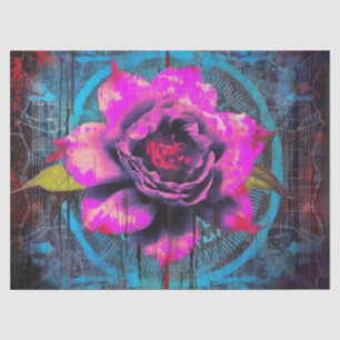 Vintage Gothic Neon Pink Rose Decoupage Tissue Paper