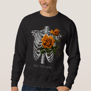 Vintage Gothic Orange Rose Skeleton Personalised Sweatshirt