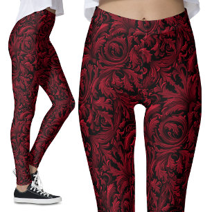 Vintage Gothic Pattern Leggings - Gothic Nostalgia