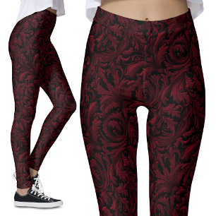 Vintage Gothic Pattern Leggings - Gothic Nostalgia