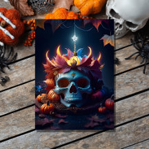 vintage  gothic pumpkin and skull spooky halloween