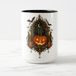 Vintage Gothic Pumpkin Halloween Two-Tone Coffee M Mug