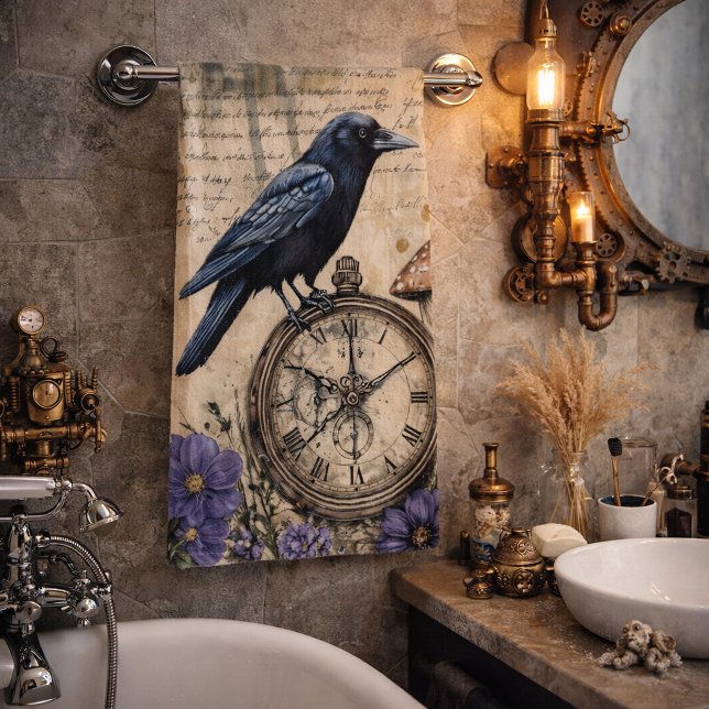 Vintage Gothic Raven Bath Towel Set (Creator Uploaded)