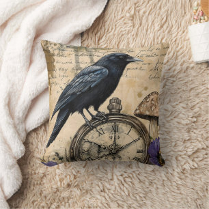 Vintage Gothic Raven Cushion