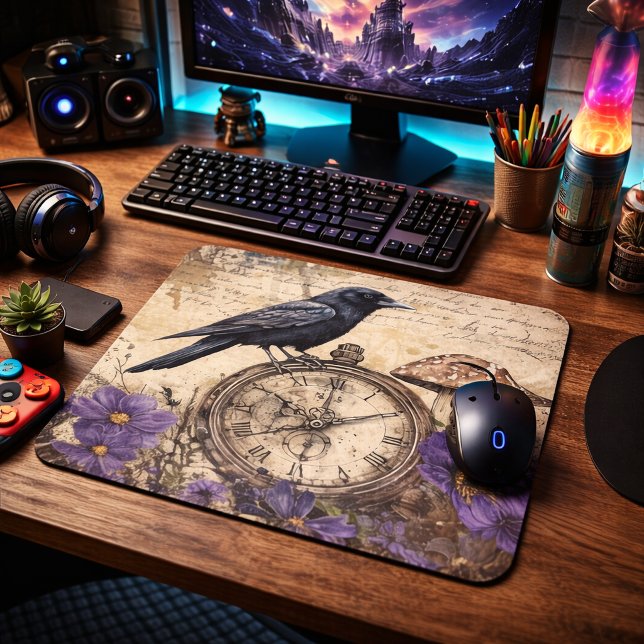 Vintage Gothic Raven Mouse Pad (Creator Uploaded)