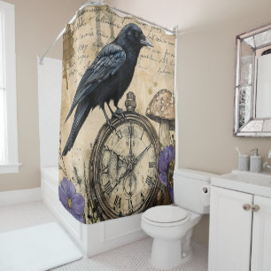 Vintage Gothic Raven Shower Curtain