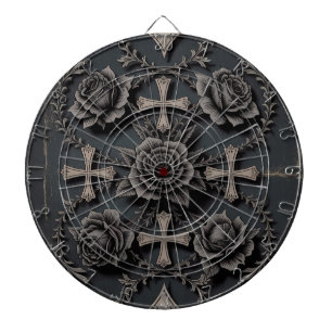 Vintage Gothic Rose and Cross Art Dartboard