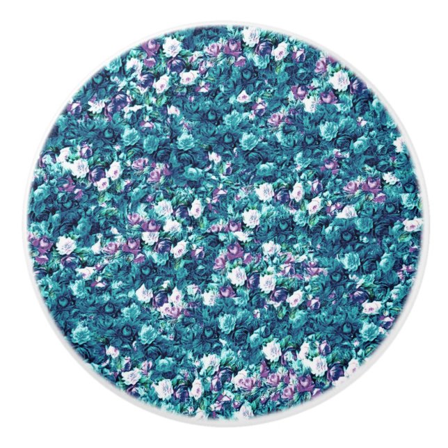 Vintage Gothic Rose Lavender Faded Jade Ceramic Knob (Front)