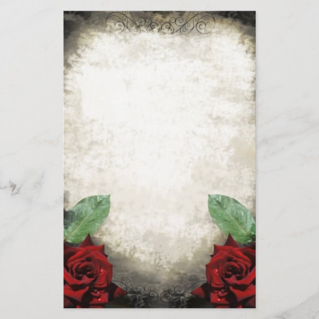 Vintage Gothic Rose Stationery (Front)
