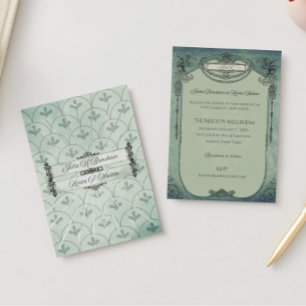 Vintage Gothic Sage Green Wedding Foil Invitation