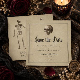 Vintage Gothic Skeleton Halloween Wedding Save The Date