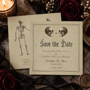 Vintage Gothic Skeleton Halloween Wedding Save The Date