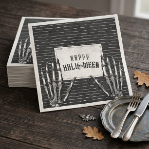 Vintage Gothic Skeleton Happy Halloween Napkin